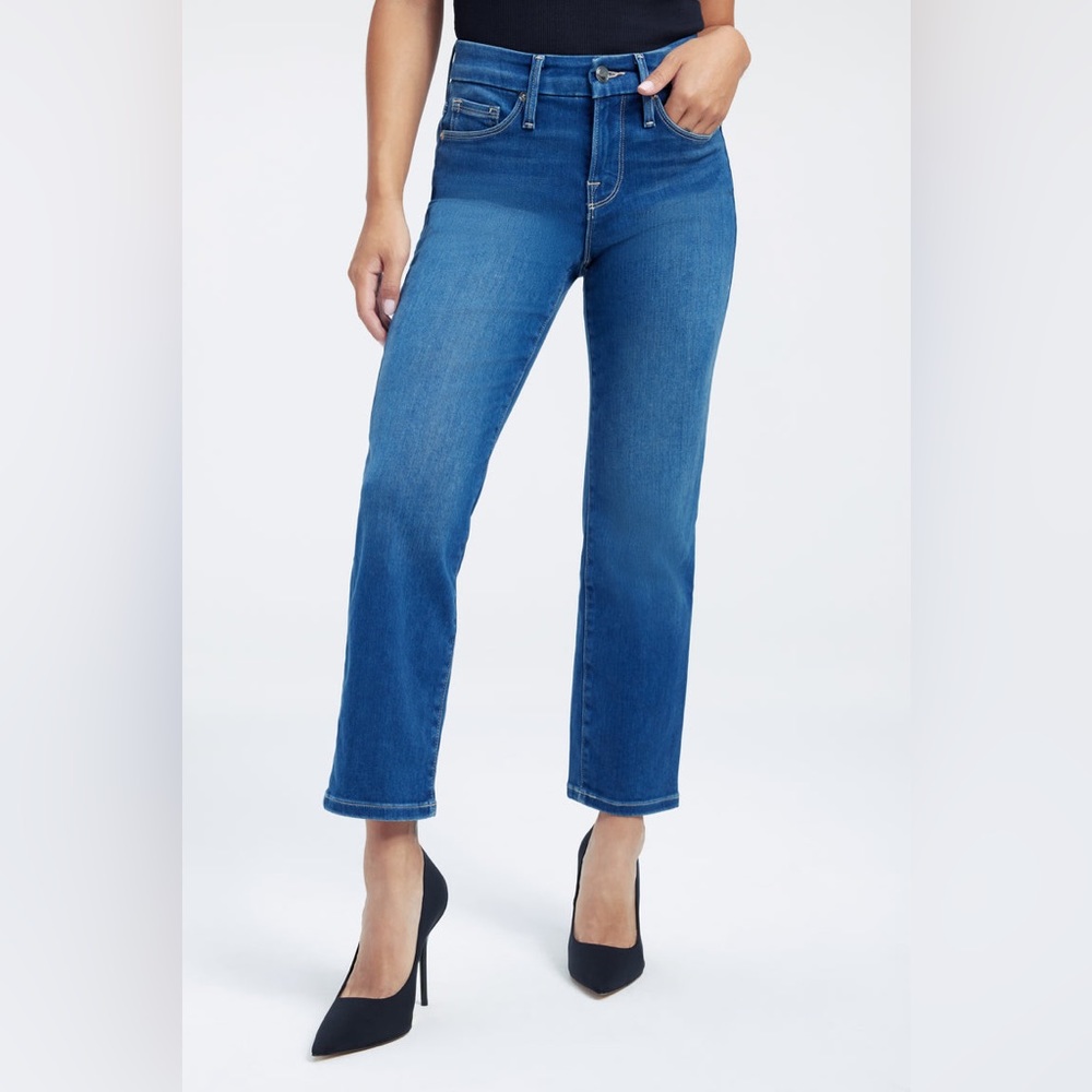 Good American Blue Denim Straight Leg Jeans 26